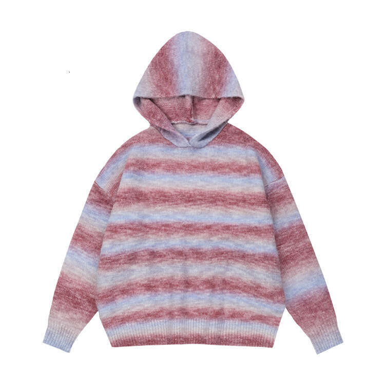 #OVDY 24FW Autumn/Winter New Hooded Knitted Sweater Dopamine Wearing Striped Niche Couple Top