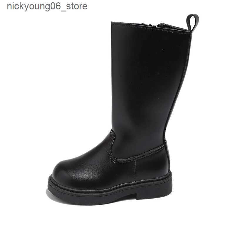 Boots Girls Boots Autumn Winter Kids Fashion High Top boots Toddler Children Warm Fur Shoes Classic Non slip Platform Black Soft Sole L240910