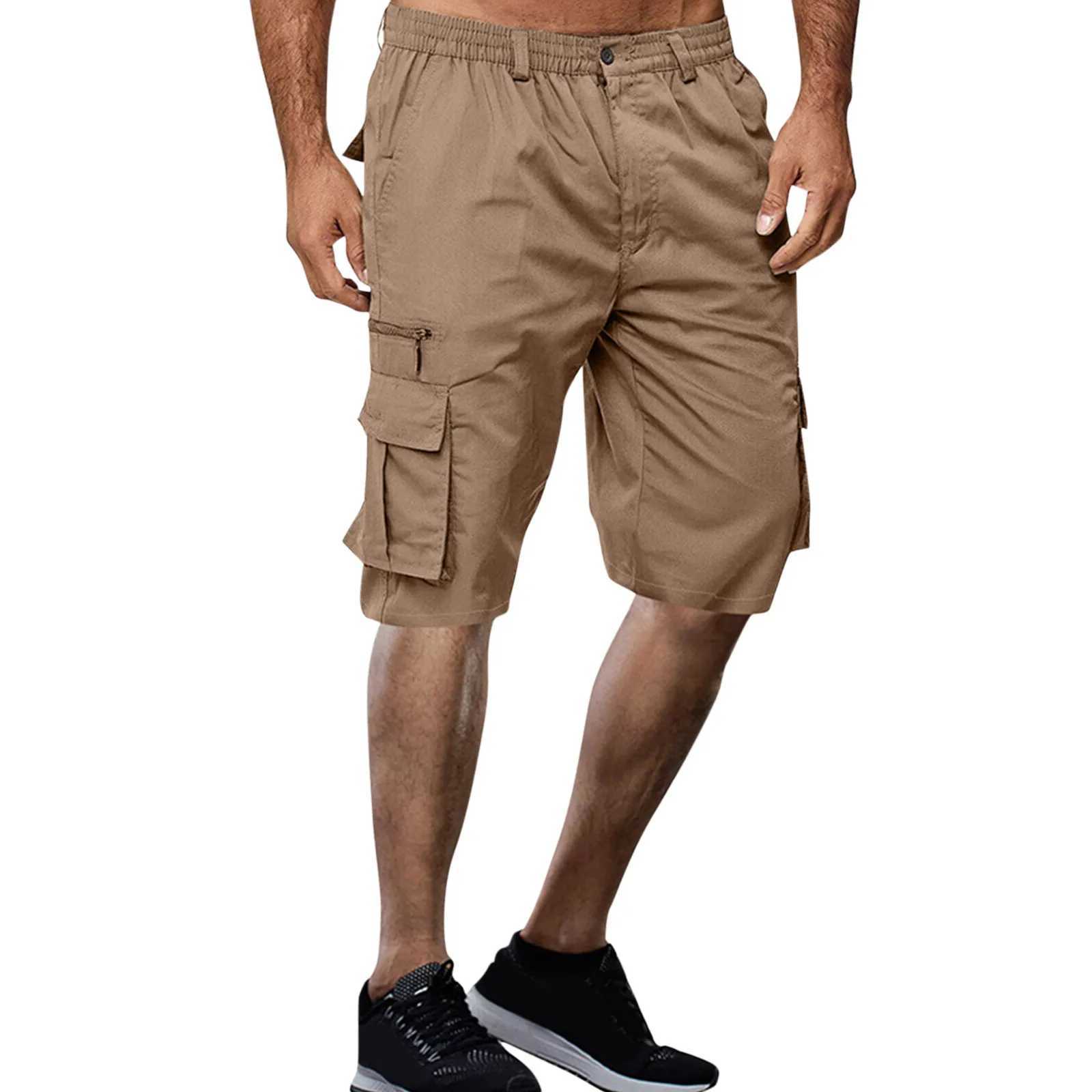 Mens military cargo shorts mens tactical pants casual large pocket sports flat cargo panel Trouser Plus size S-3xlW240713