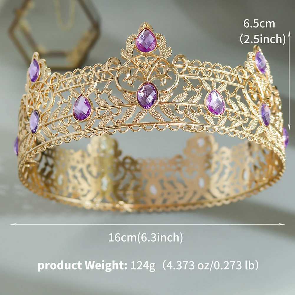 Round Wedding King Headwear Mens Rhinestone Royal Crown Hair Accessories Important Occasion Headwear Jewelry Accessories W241007