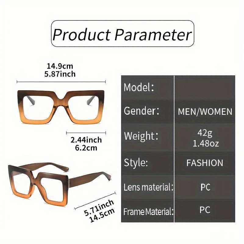 Large Square Frame Clear Lens Glasses Color Block Fashion Decorative Glasses Computer Spectacles For Women MenX241008