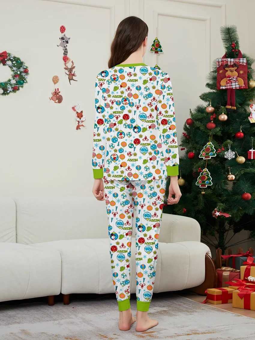 2025 Christmas Matching Family Pajamas Happy Christmas Snowman Cartoon Pjs Adult and Childrens Clothing Set Baby jumpsuit+Dog suit W241008
