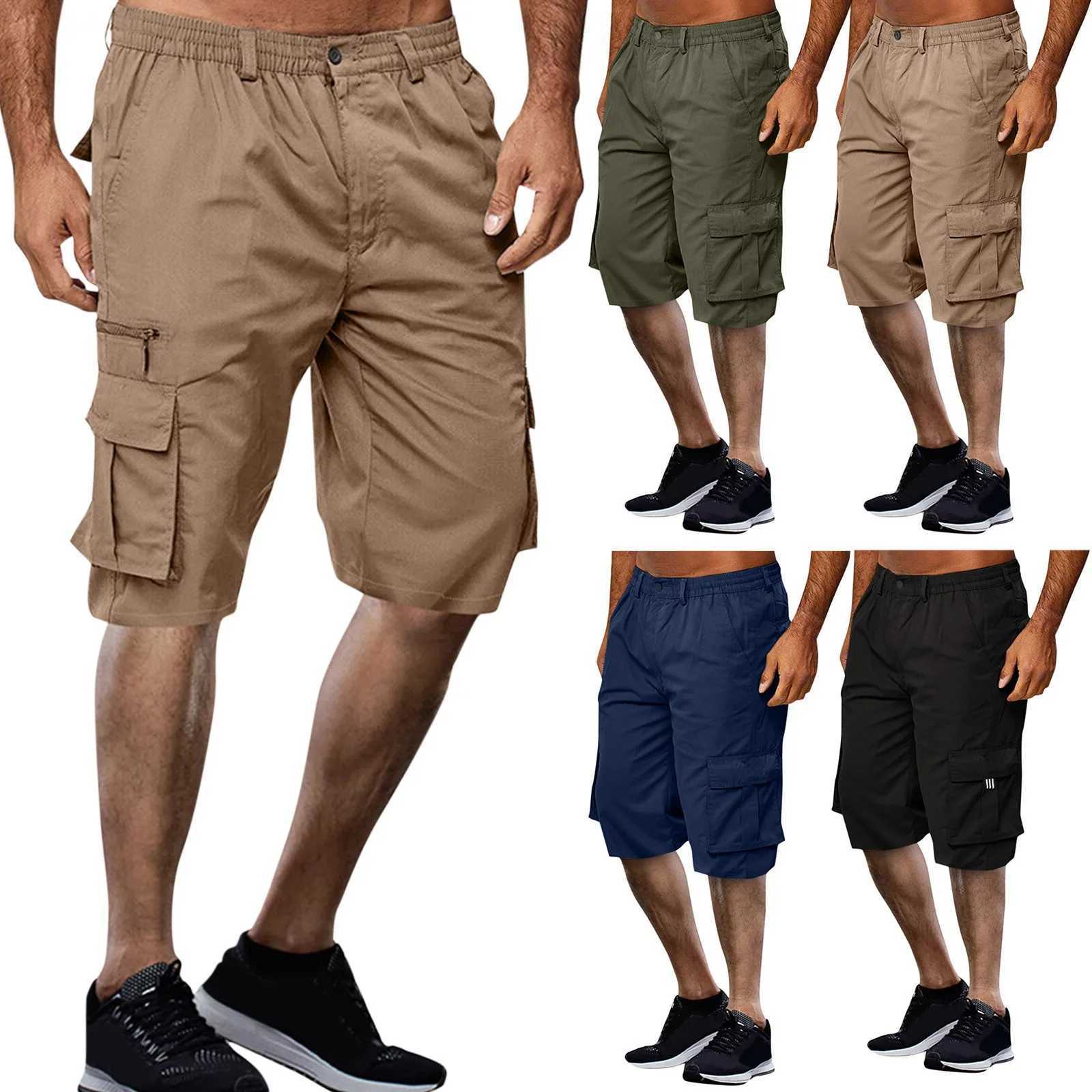 Mens military cargo shorts mens tactical pants casual large pocket sports flat cargo panel Trouser Plus size S-3xlW240713