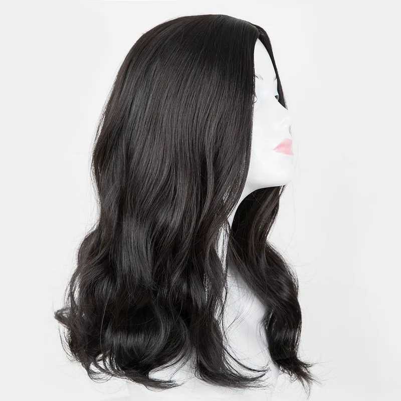 Carnival Wig Fei-Show Synthetic Heat Resistant Medium Dark Brown Middle Part Line Curly Hair Costume Cosplay Halloween HairpieceXJ241008