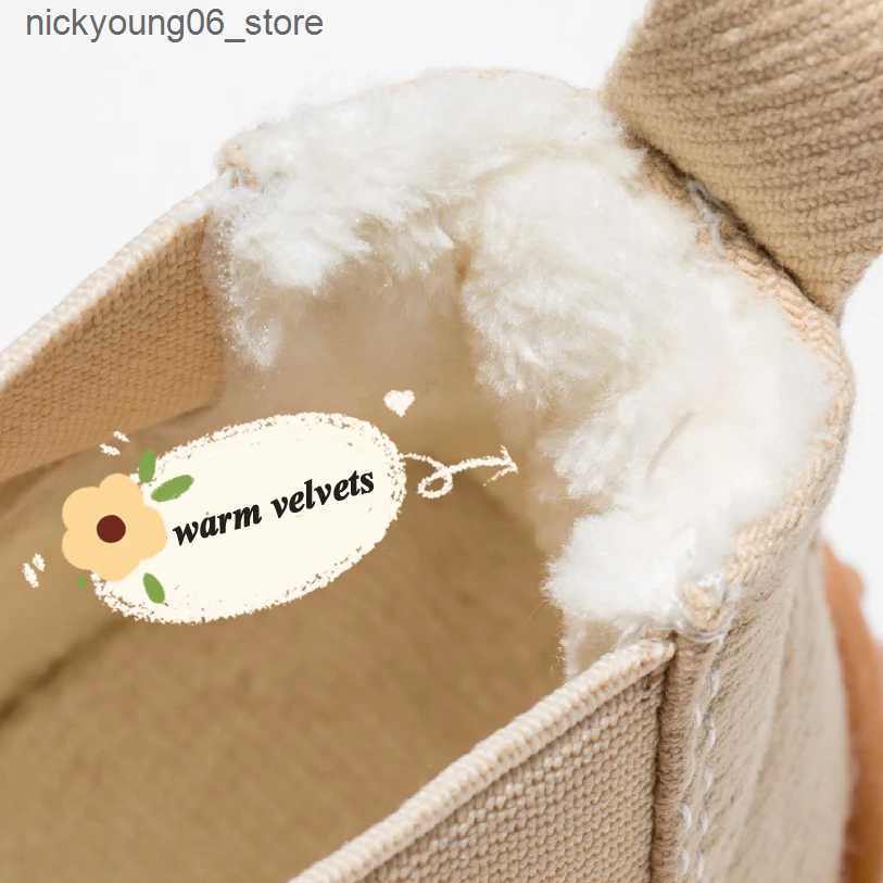 Boots Children high-top canvas shoes baby with cotton warm soft bottom cute biscuit shoes spring autumn boys girls school canvas L240910