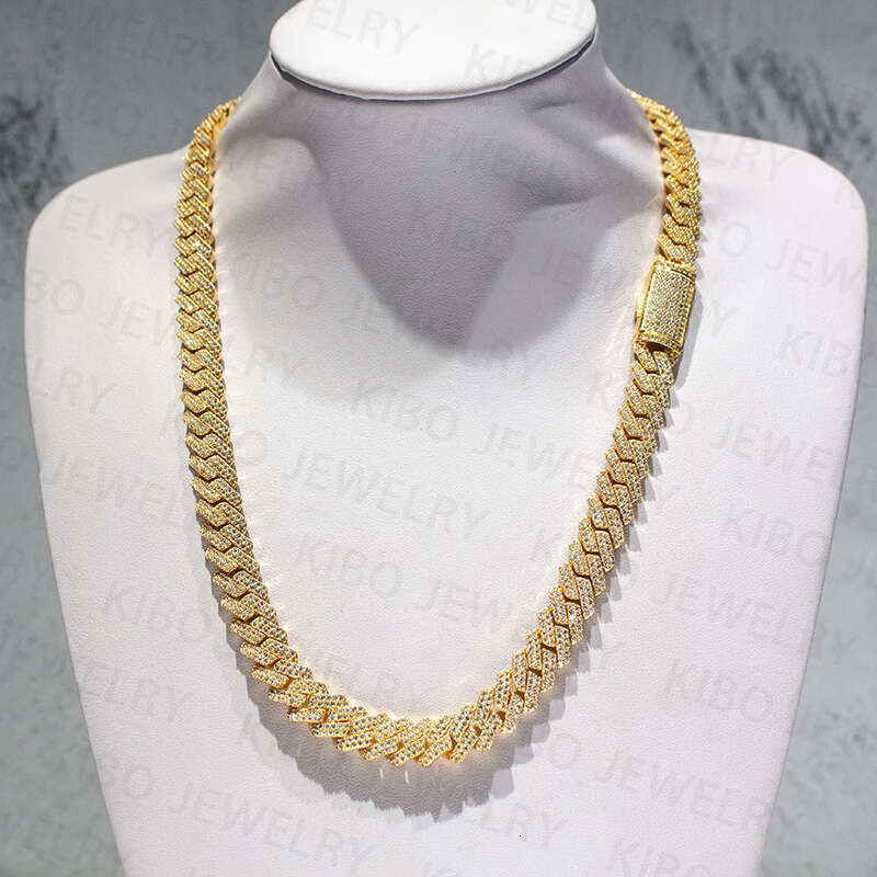 Fashion Sier Moissanite 2024 Necklace Men Sier 12Mm K Pass Dia Tester VVS Cuban Chain