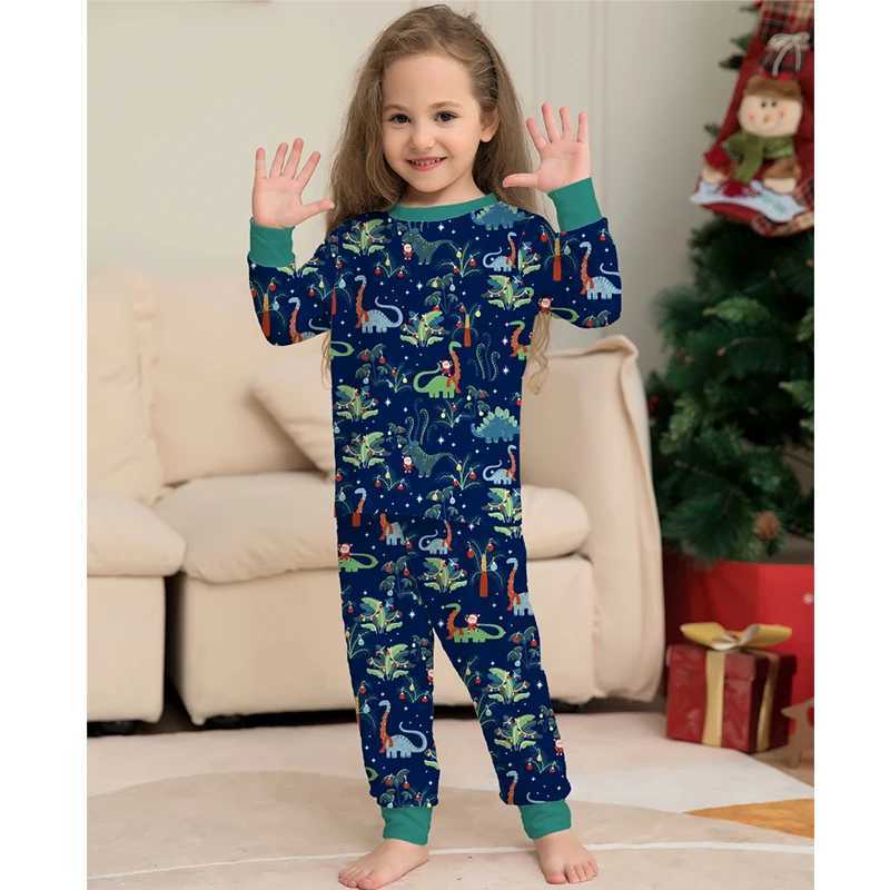 Christmas Matching Pajama Family Set 2023 New Year Father Mother Children Dinosaur Family Appearance Pajama Clothing Set W241008