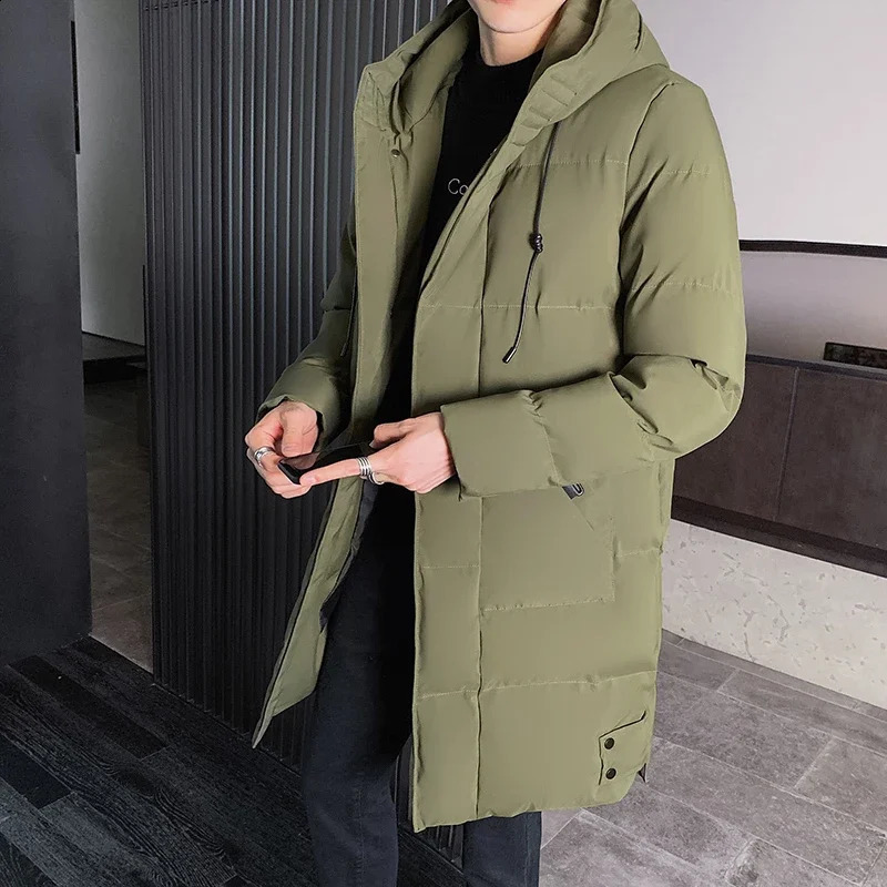Mens high-quality hooded jacket loose black fashionable winter jacket mens clothing Parka mens thick warm long jacket 241007