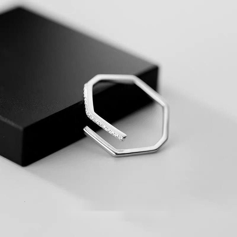 Ring Women's Small Fresh Geometric Diamond Set Polygonal Simple Open Finger Jewelry