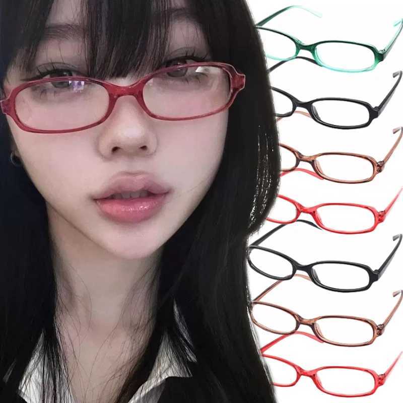 2024 Girls Y2K Red Green Frame Glass Retro Oval Glasses Eyewear Decorative Computer Anti-blue Eyeglasses with Seaside DrivingX241008