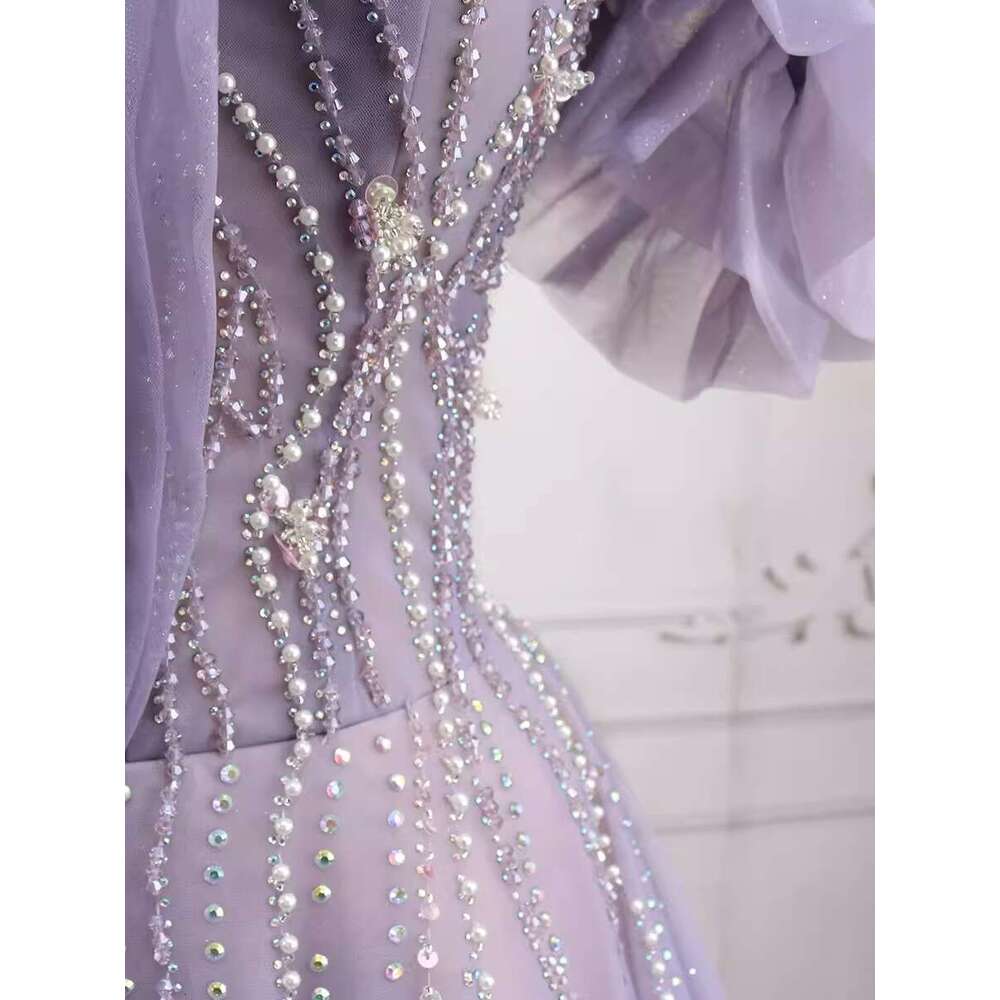 Real Picture Women Formal Evening Dresses 2024 High Neck Crystal Pearl A e Long Prom Party Dress Ocn Gown Vestido