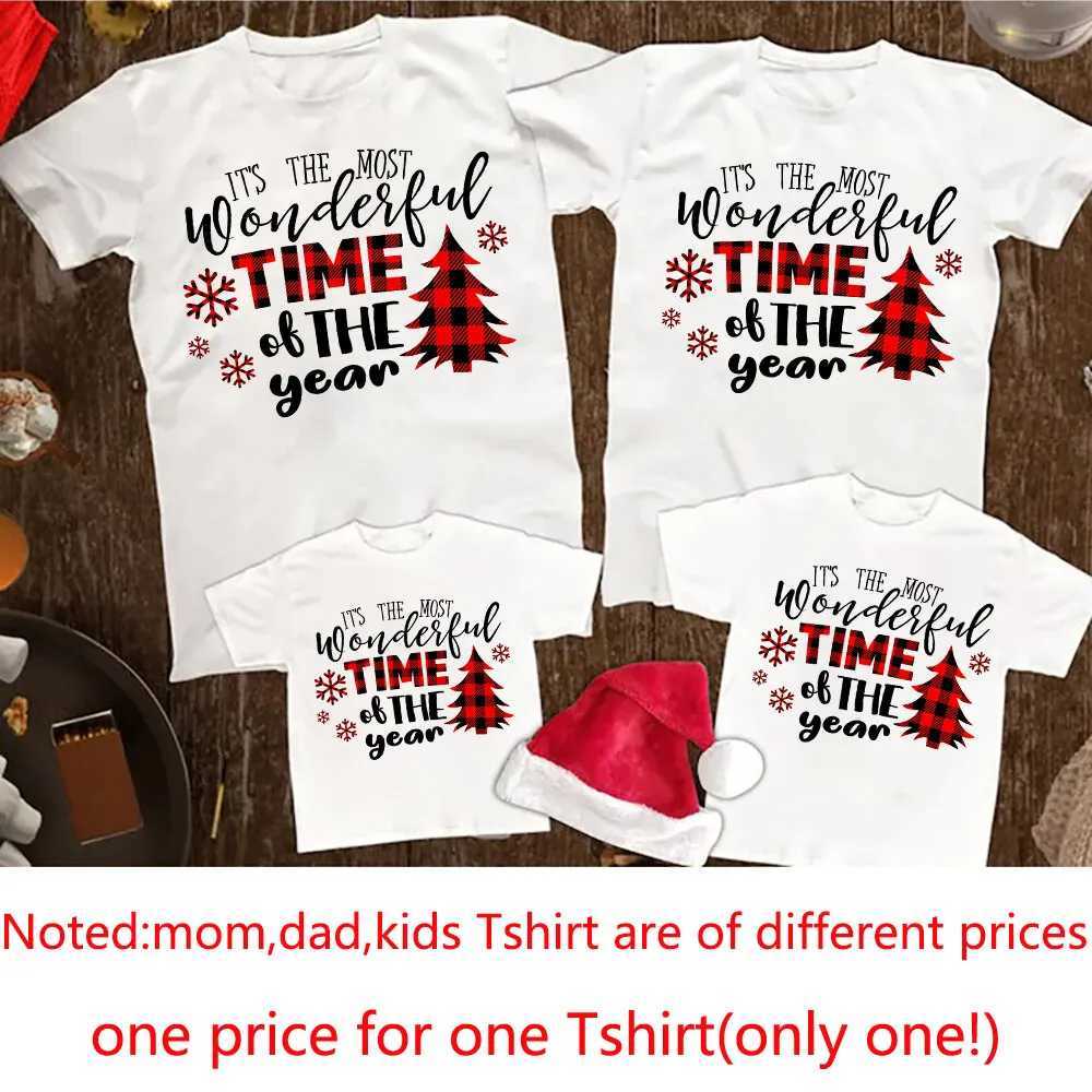Christmas Family Matching Clothing T-shirts Christmas Party Gifts This is the best time of the year Printing Cute T-shirts Family Appearance W241008