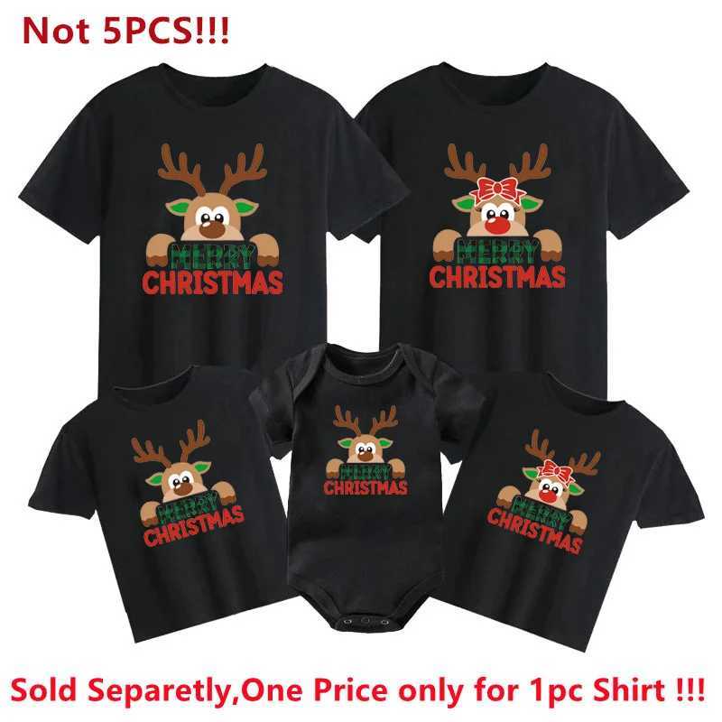 New reindeer Christmas happy print family matching shirt cotton appearance for parents and children holiday Christmas T-shreds New Year set W241008