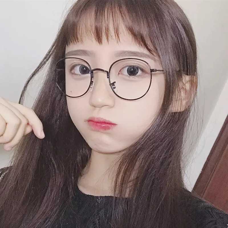 New fashion simple unisex round Plain glasses for men women Metal frame glasses for wedding party eyeglassesX241008