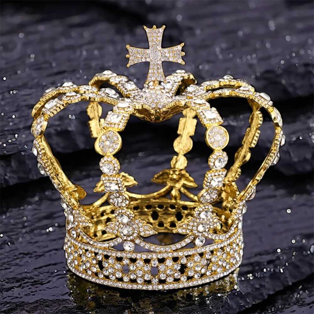 Full round crystal headpiece and crown queen headpiece Pageant Pom Diadem hair accessory vintage hair accessory W241007