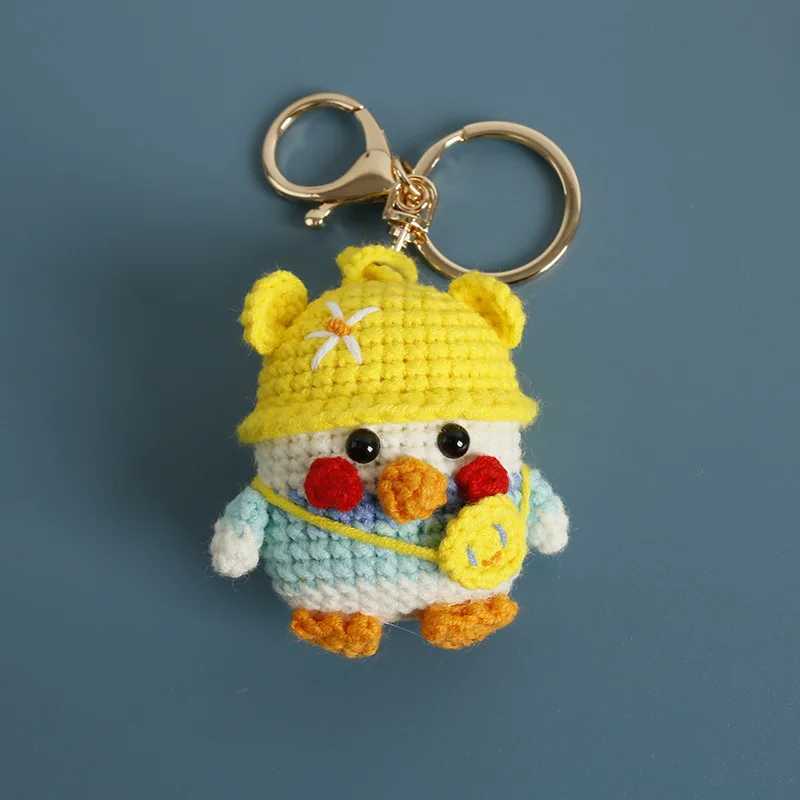 Cute Piggy Keychain For Couple Gift Kawaii Cartoon Pig Doll Crochet Keychain Handmaking Knitting Animal Doll Keyring Bag PendantX241008