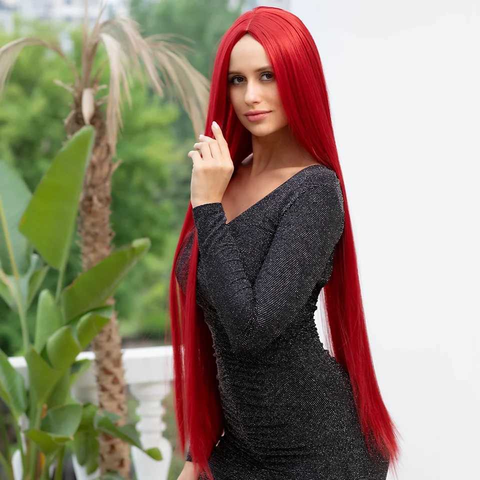 40inch Synthetic Button Net Red Long Vacation Hair Mid Section Role Playing Wig Suitable For Parties Daily Wear For WomenXJ241008