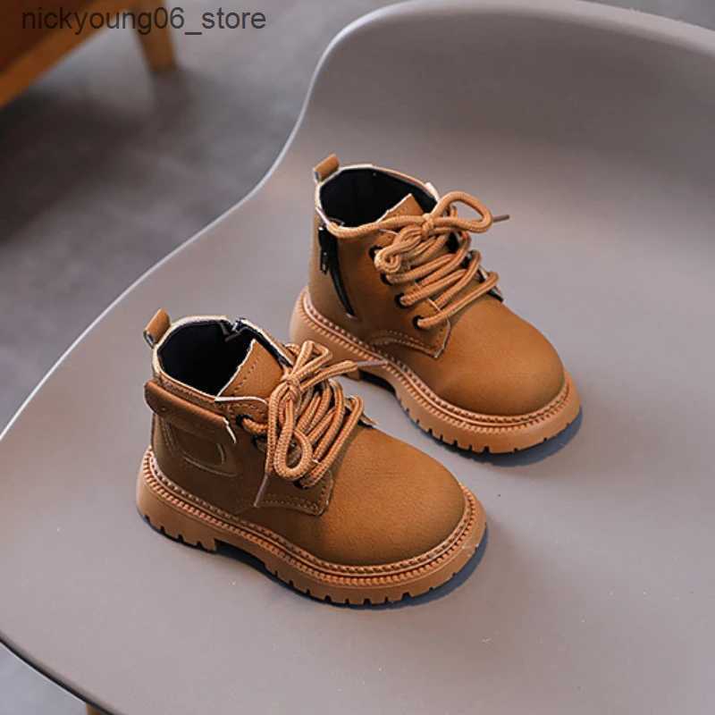 Boots Spring Autumn Childrens Boot Matte Leather Kids Boots for Boys 2024 New Fashion Girls Ankle Boots for School Round-toe Non-slip L240910