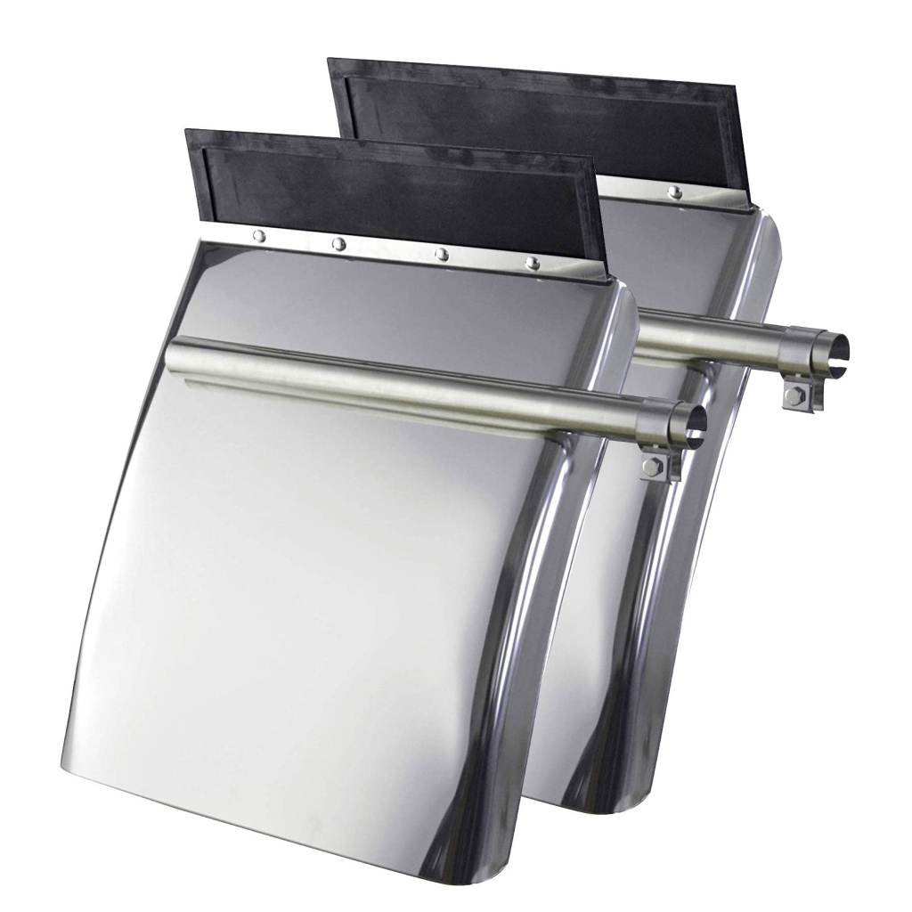 Semi-Truck Quarter Fender Protection System with Triangular Stainless Steel Mounting Brackets - Set of Two
