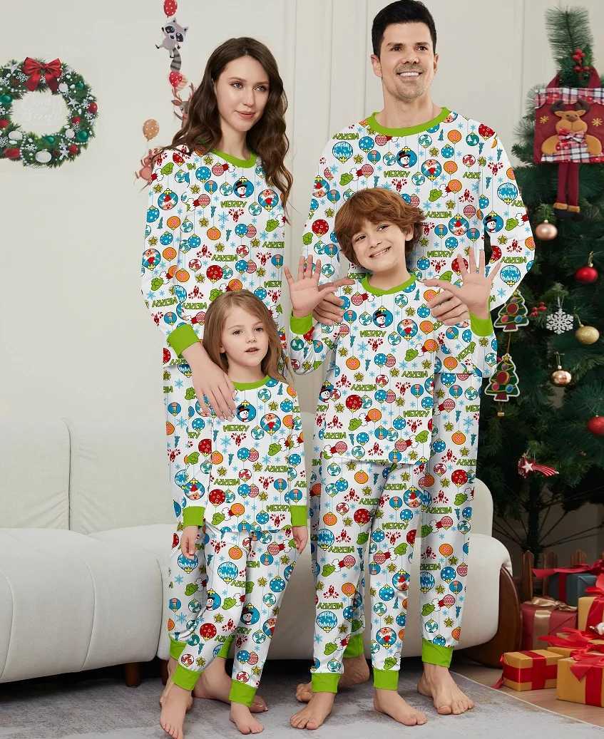 2025 Christmas Matching Family Pajamas Happy Christmas Snowman Cartoon Pjs Adult and Childrens Clothing Set Baby jumpsuit+Dog suit W241008
