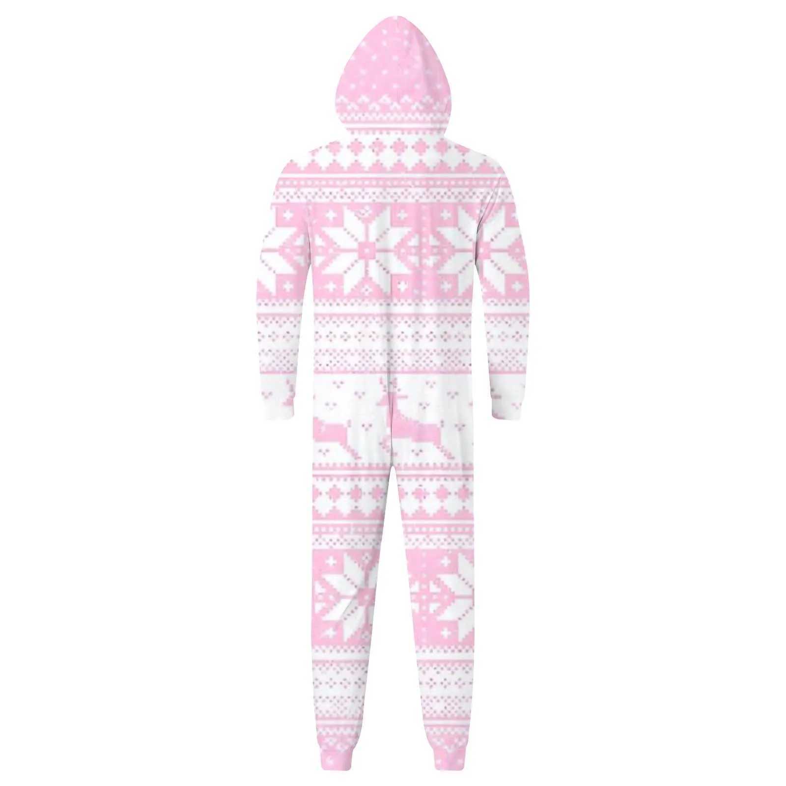 Snowflake print pink family matching hoodie Christmas family clothing family parents children Christmas pajamas navidad W241008