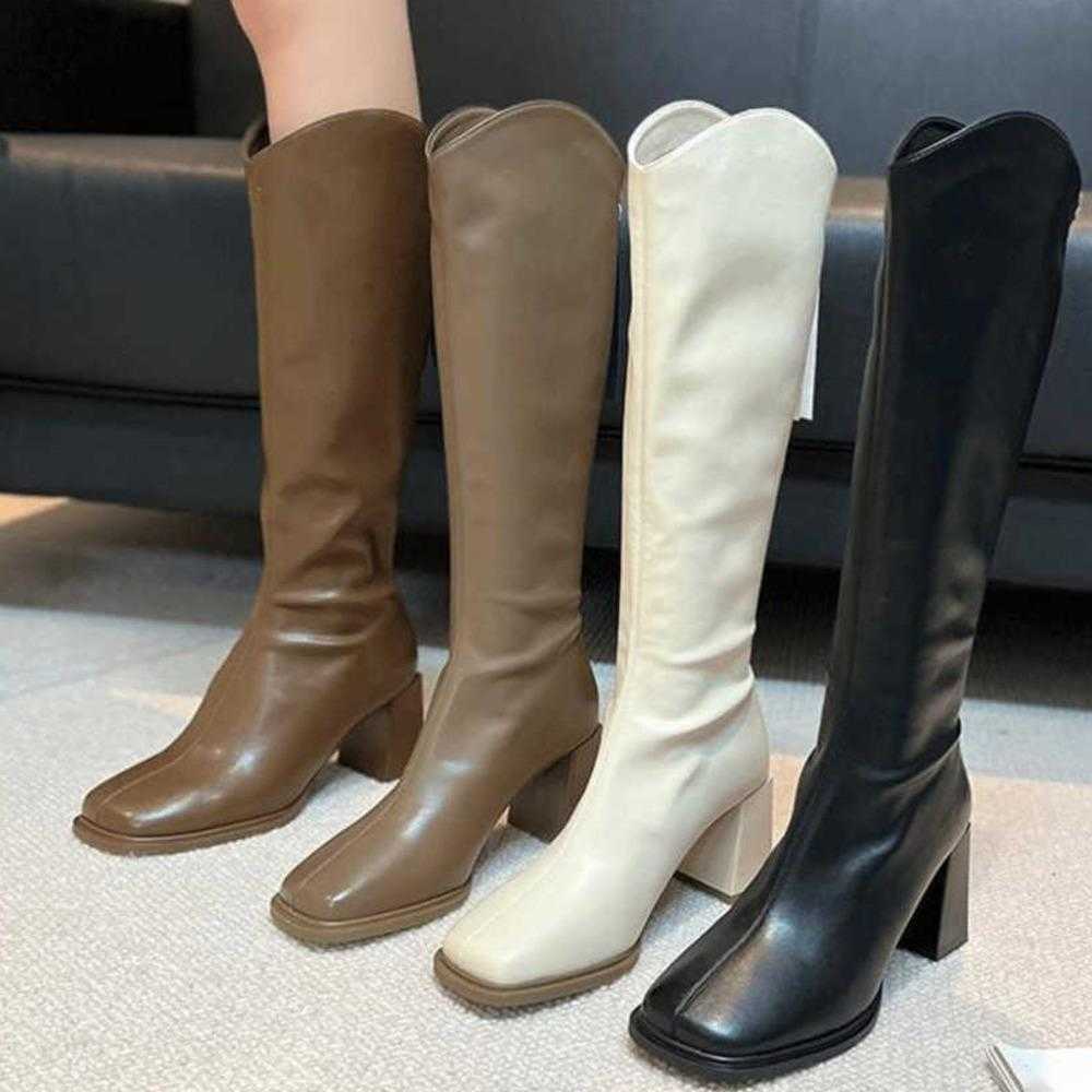 Knight Boots For Women In Autumn Winter Martin Boots High Heels Knee Fashion Boots Long Tube Boots Slim Small Mouth Tube Fashionable Boots 240826