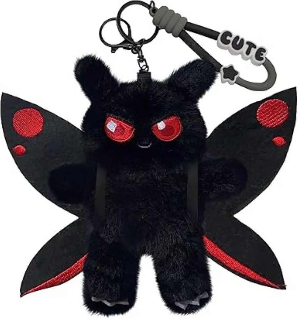 Kawaii Halloween Black Bear with Wings Plush Doll Keychain Pendant Creative Room Decorations Plush Toys Children Birthday GiftsX241008