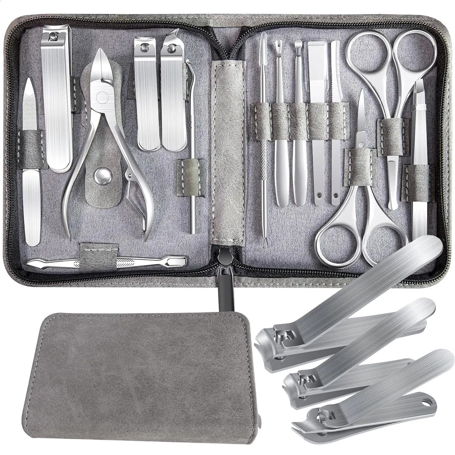 15 pieces of stainless steel nail clippers cutting machines trimmers earplug beauty kits ergonomics nail clippers push nail tool sets with Bla 240927