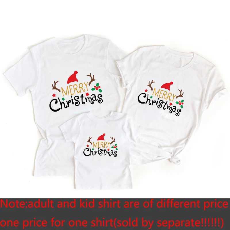 Merry Christmas Family Matching T-shirt Mom Dad Daughter Son Fun Matching T-shirt Mom Dad Child Baby Clothing W241008