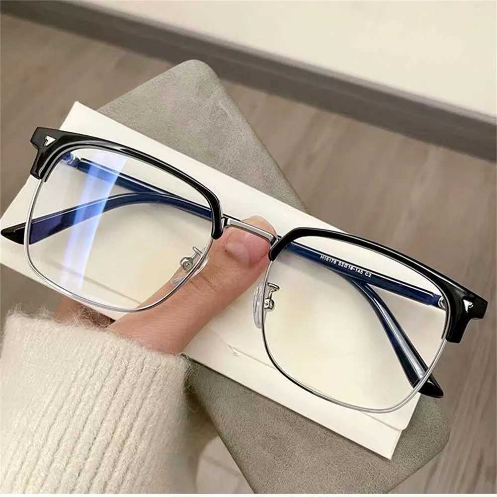 Semi Rimless Computer Clear Glasses Classic Anti Blue Light Blocking Glasses Men Women Square Ray Filter Eyeglasses Frame GoggleX241008