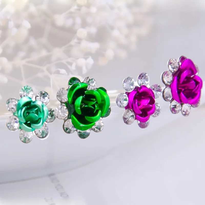 20 pieces/bag Womens U-shaped hair fork pin crystal rose hair lipstick rhinestone hair stick wedding jewelry headdress W241007