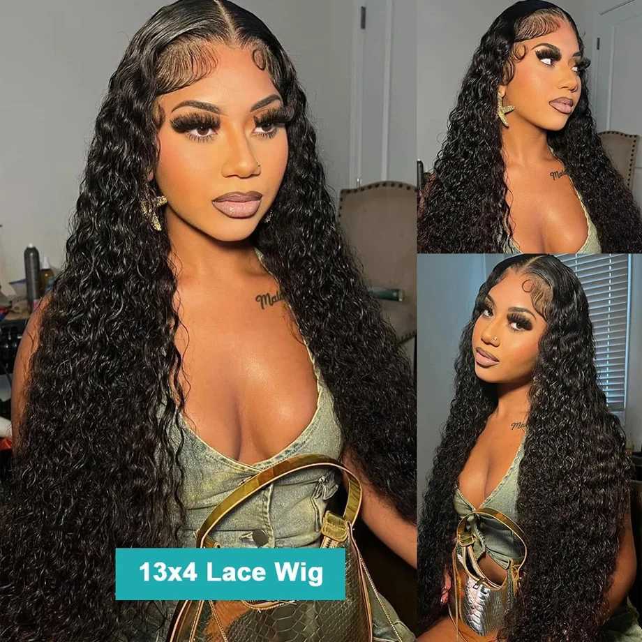 Kinky Curly 13x4 Lace Front Human Hair Wigs For Women Indian Deep Curly Lace Frontal Wig Wet And Wavy Closure Wigs 200% DensityXJ241008