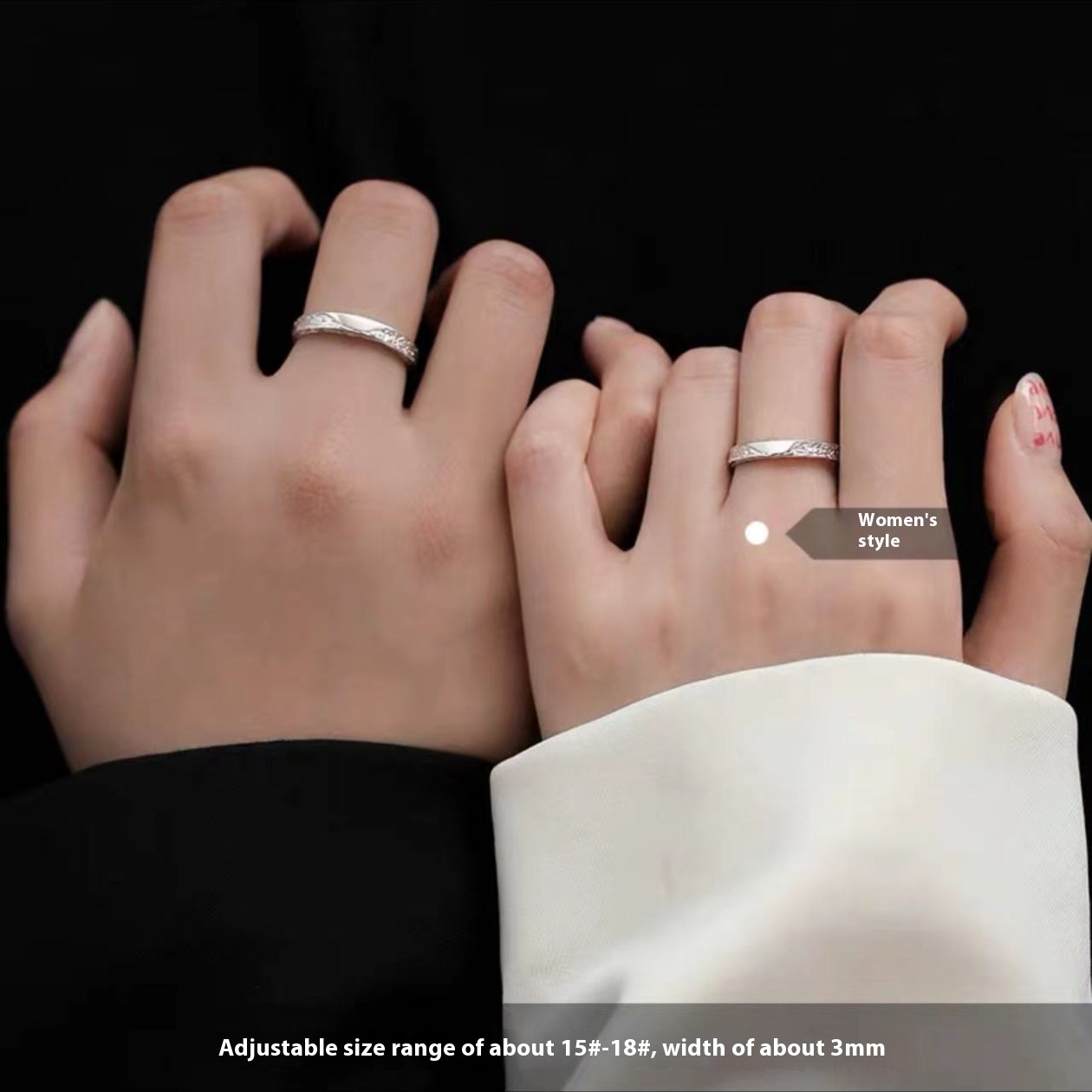 light luxury plain index finger ring, niche men's and women's tail rings, open mouth couple ring