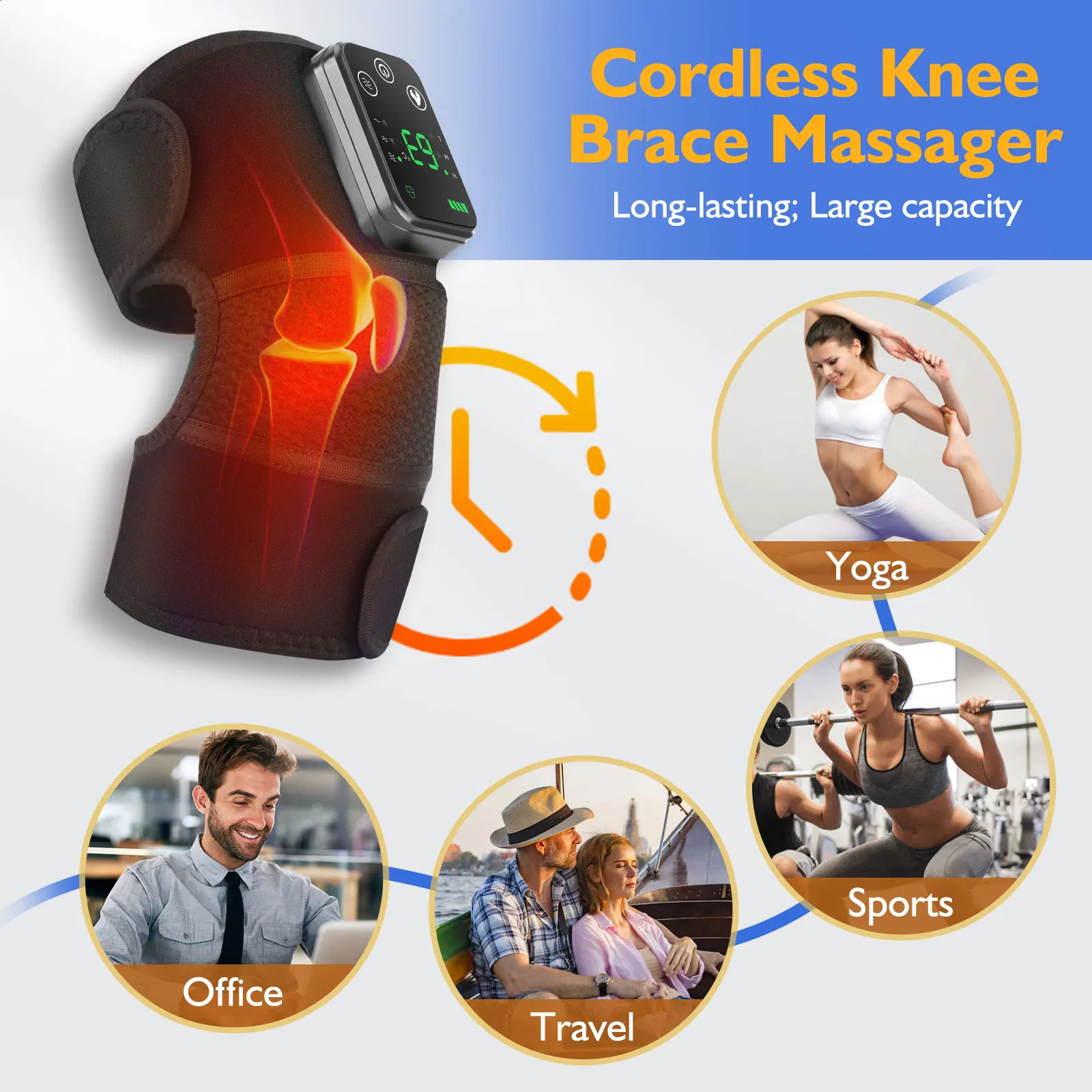 Electric heated shoulder massager vibration bracket rechargeable knee elbow massager belt relieves arthritis pain and health care 241008