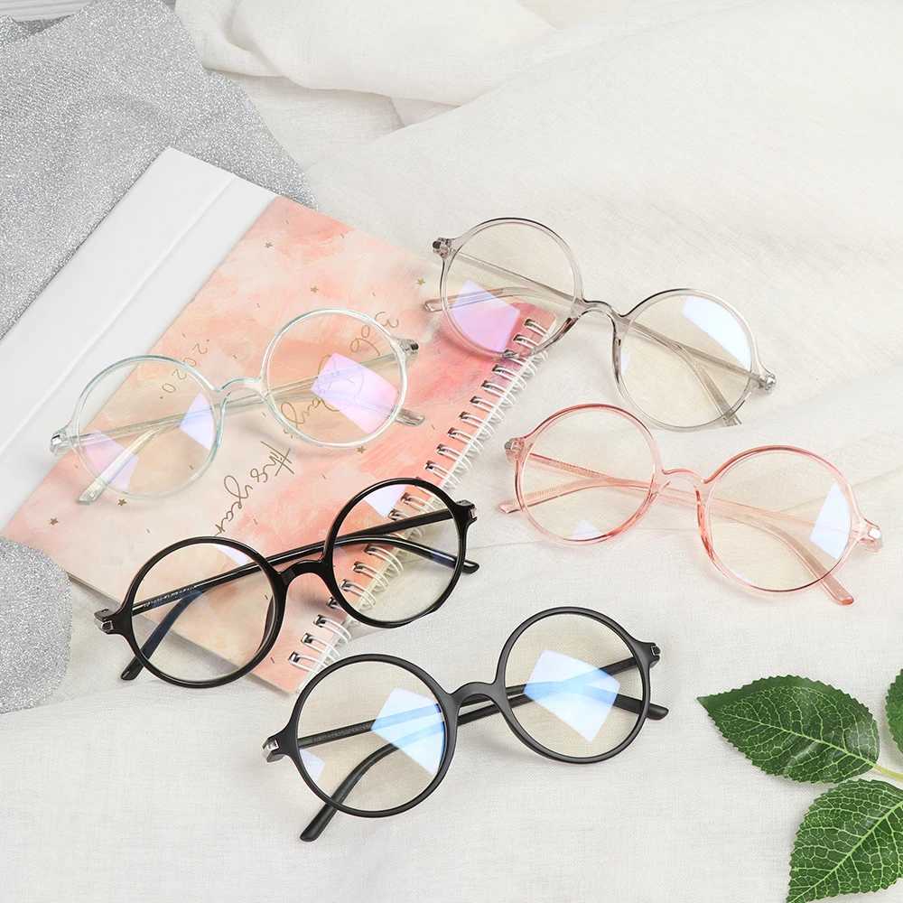 Vintage Round Anti Blue Light Glasses Clear Lens Fashion Plastic Frame Glasses Optical Men Women Eyeglass Frame Fake GlassesX241008
