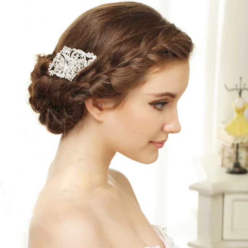 Treazy European Designs Flower Wedding Hair Accessories Simulation Pearl Crystal Flower Bridal Hair Comb Wedding Hair Jewelry W241007