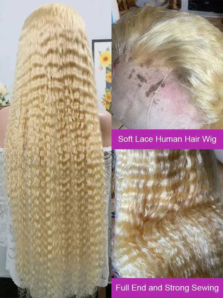 613 Transparent Hd Lace Front Human Hair Wig Curly 13x6 Honey Blonde Deep Wave Full Lace Frontal Wig Brazilian 40Inch 250DensityXJ241008