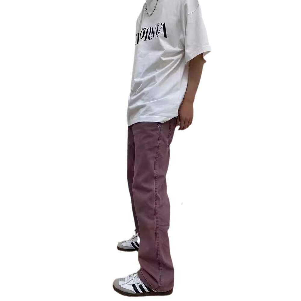 Summer Thin Micro Flared Pants Men's Retro American Jeans Cleanfit Straight Tube Loose Fit Men's Work Pants