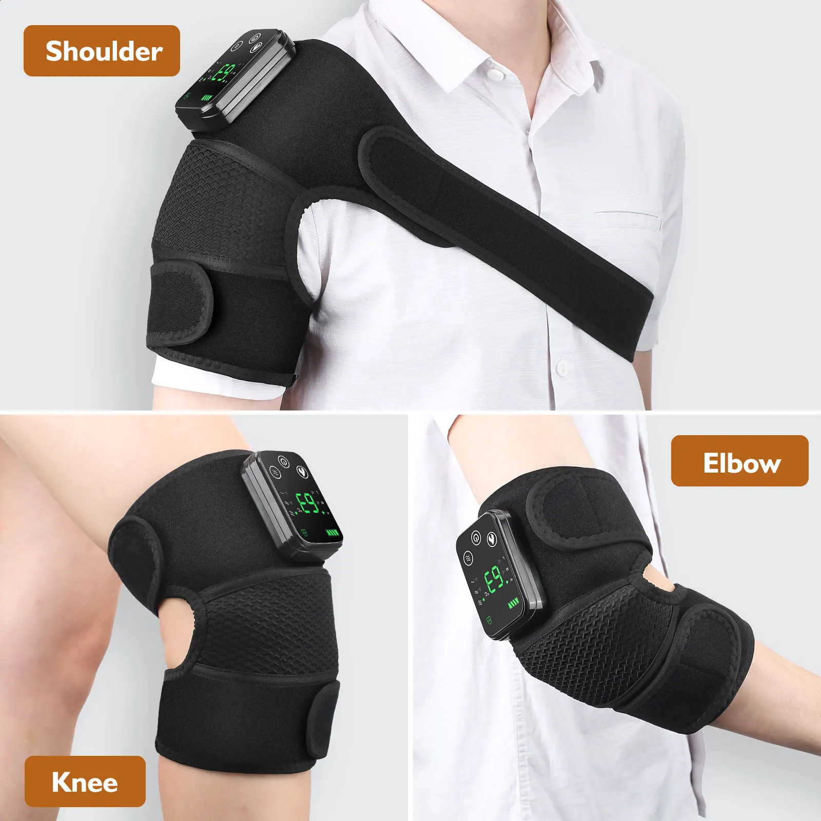 Electric heated shoulder massager vibration bracket rechargeable knee elbow massager belt relieves arthritis pain and health care 241008