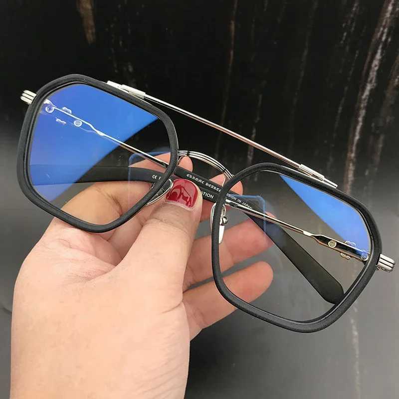 New Anti Blue Light Double Beam Square Myopia Glasses Oversized Men Women Matte Frame Prescription Eyewear Diopter -1.0 to -6.0X241008