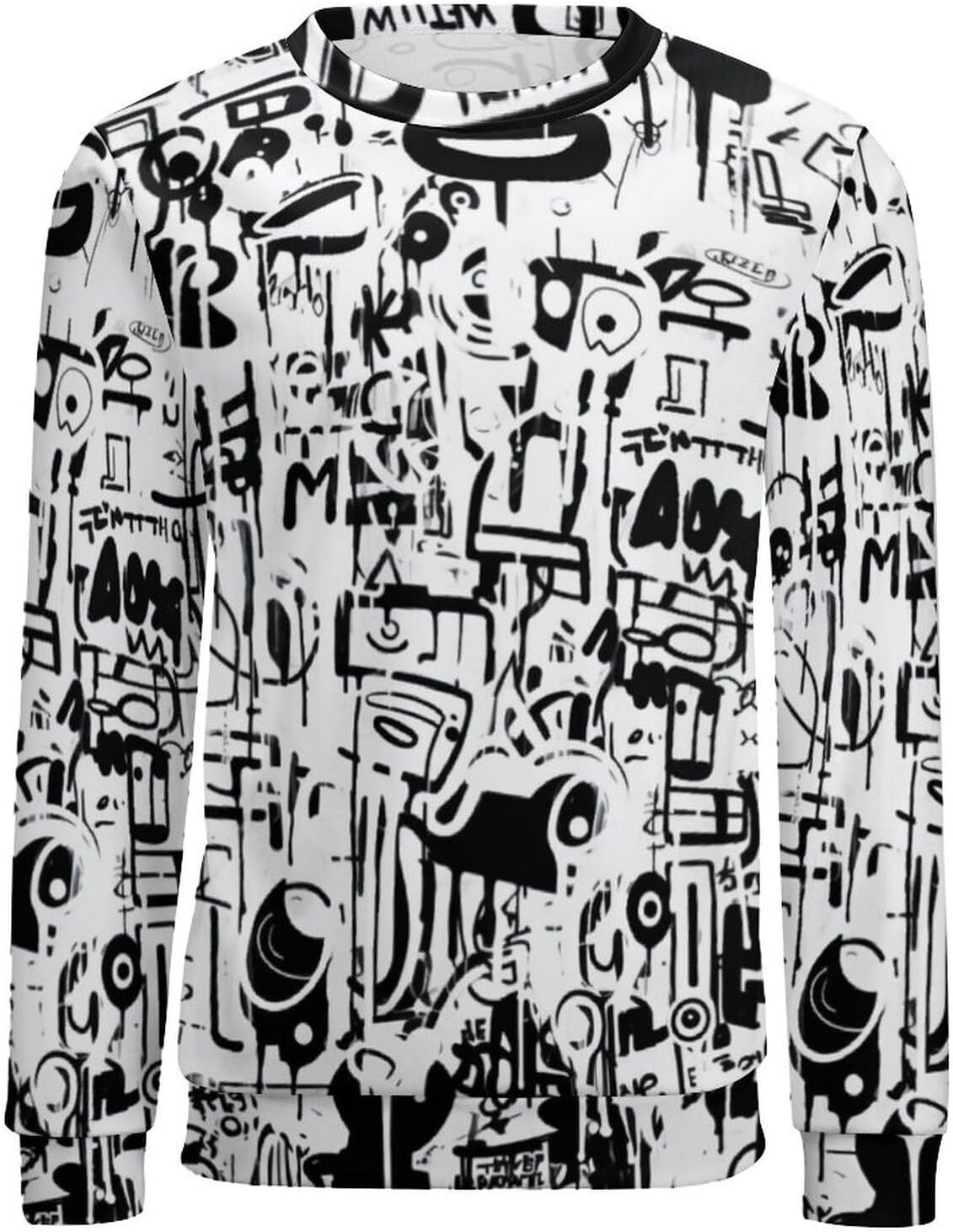 Long Sleeve Shirts for Men sweatshirt Men's Streetwear Hip Hop Graffiti Crew Neck Sweatshirts Long Sleeve Pullover Casual Tops long sleeve t shir