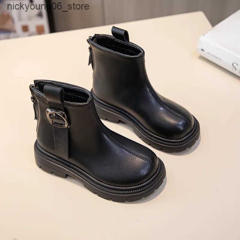 Boots Zapatos Nia Platform Plush Kid Boot Autumn/Winter British Leather Boot Zhongda Tong Girls Ankle Boot Warm Girl Boot Kids Shoes L240910