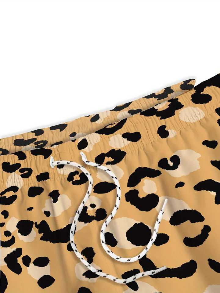 3D printed mens swimsuits quick drying mens swimsuits leopard print mens swimsuits with pockets swimwear surfing suitsW240713