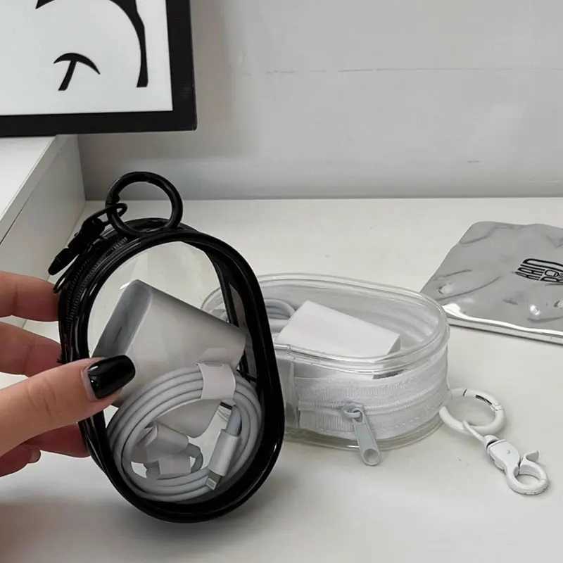 Transparent Storage Bags Keychain Data Line Coin Toys Organizer Case Thicken Clear Wallet Keyring Car Key Holder Jewelry GiftsX241008