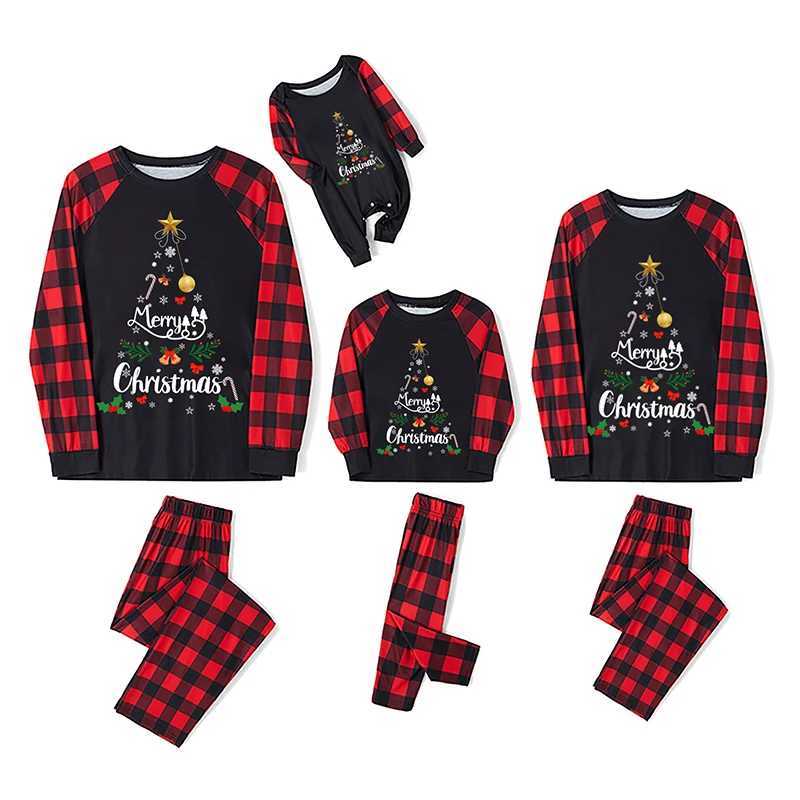 Blotona 2023 Christmas Family Pajama Set Long Sleeve Letter Printed T-shirt Flat Pants Pajama Lounge W241008