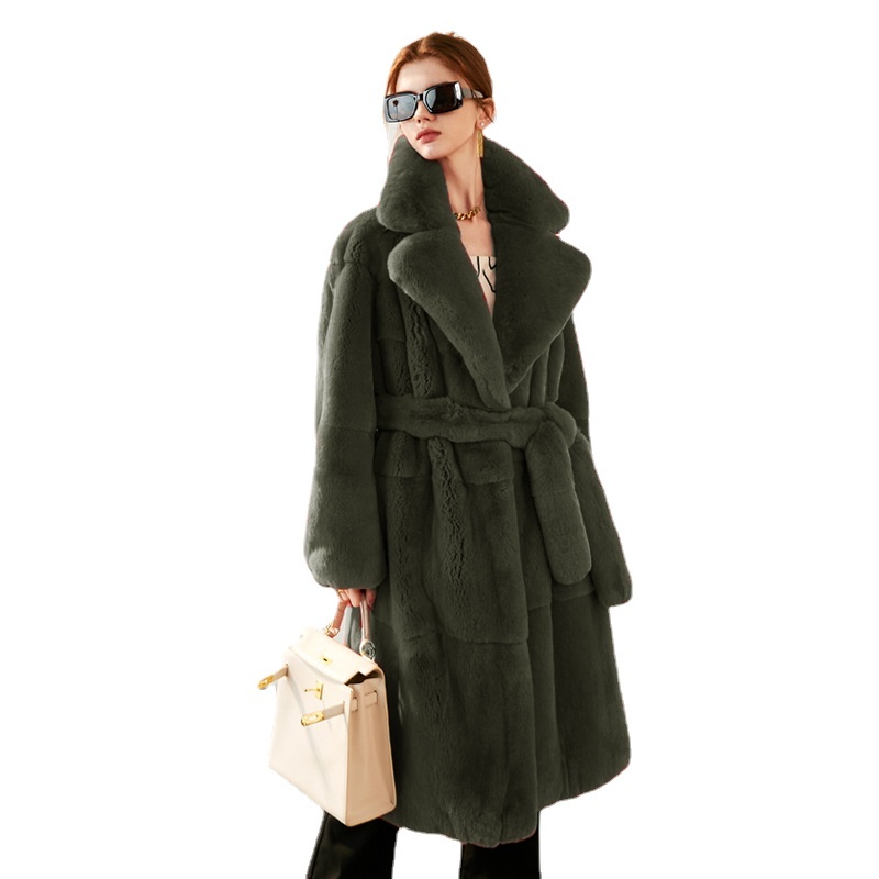Long Faux With Belt Fluffy Jacket Teddy Female Lapel Pink Plush Fur Coat Winter Jackets For Women 2023 5Xl