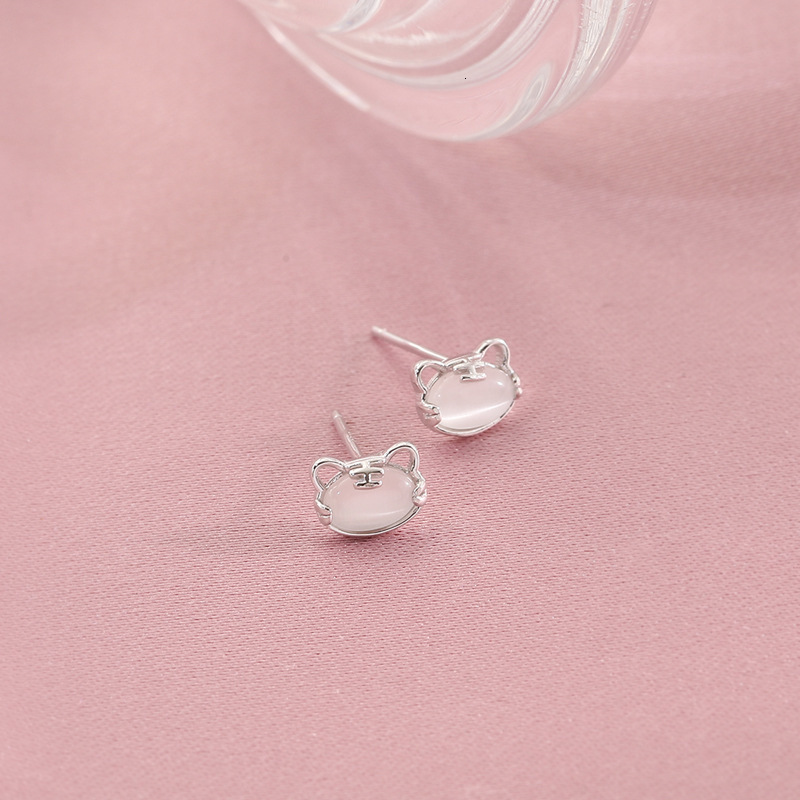 Cat's Eye Stone Ear Nail Girl Cute and niche design sense Needle earrings