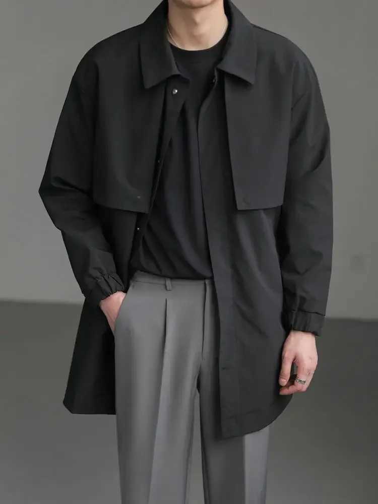 Spring and summer windproof mens mid length jacket fashionable breathable and windproof trend A107 W241007