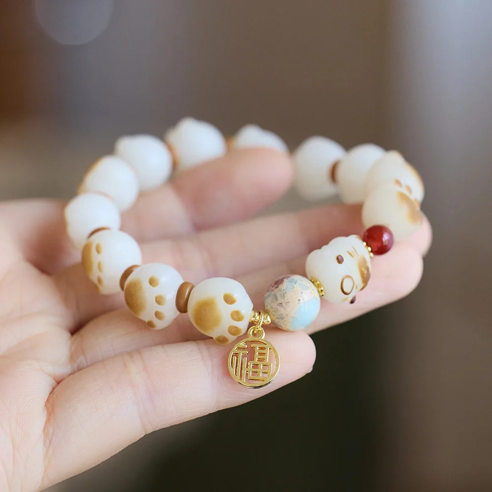 100% natural white jade sweet cat paw agate 14K gold filled womens bracelet jewelry suitable for girlfriend gifts no fading 240925
