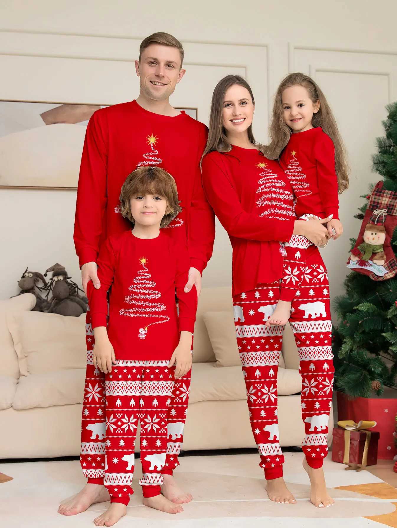 2024 Christmas Pajamas Baby Mom Child Daughter Mom Family Set Christmas Pajamas Long Sleeve Pajama Matching Set W241008